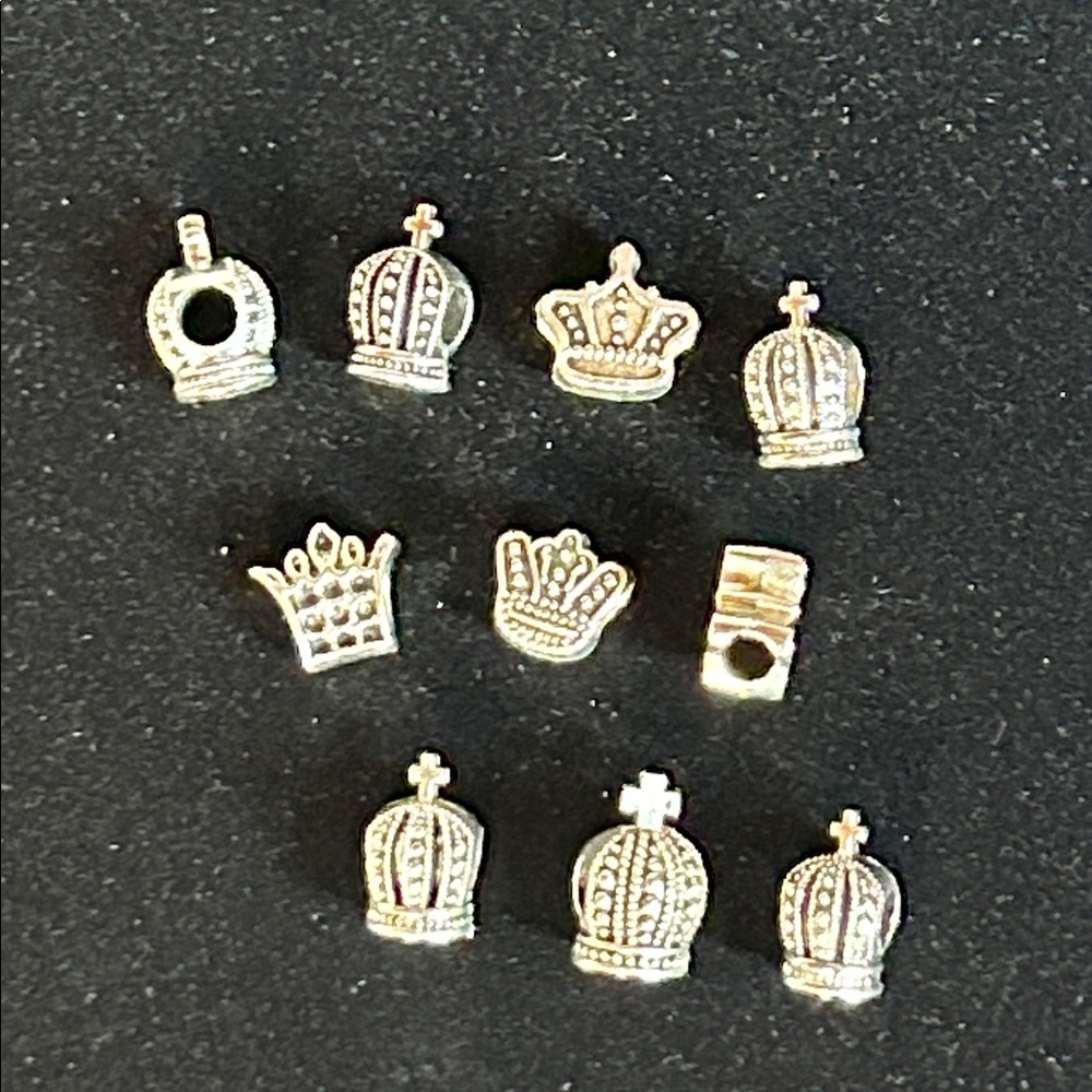 Silver tone Crown Charms